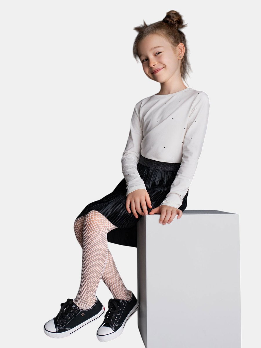 Rajstopy kabaretki biały 140-146