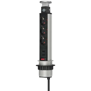 Brennenstuhl Listwa zasilająca Steckdosenleiste Tower 3fach 2m versenkbar USB 1396200013 - Listwy zasilające - miniaturka - grafika 1