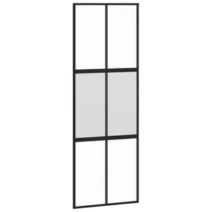 Drzwi przesuwne, czarne, 76x205 cm, szkło hartowane, aluminium 8721012120440 - Drzwi wewnętrzne - miniaturka - grafika 3