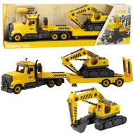 Samochody i pojazdy dla dzieci - Ciężarówka Laweta Do Skręcania DIY Koparka Gąsienicowa Światła Dźwięki LEAN Toys - miniaturka - grafika 1