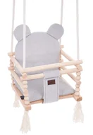 Huśtawki - Huśtawka 3w1 z drewna bukowego i srebrną poduszką P6-F93 - miniaturka - grafika 1