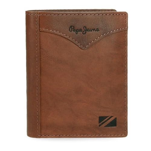 Pepe Jeans Pionowa kurtka Portfel z portmonetką Brązowy 8,5x10,5x1 cm Skóra by Joumma Bags, Brązowy brązowy, Talla única, Pionowy portfel z portfelem