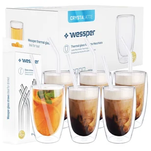 Grube Szklanki Do Napojów 450Ml + Słomki Szklane - Słomki do napojów - miniaturka - grafika 1