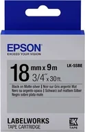 Etykiety do drukarek - Epson Label Cartridge Matte LK-5SBE Black/Matt Silver 18mm 9m C53S655013 - miniaturka - grafika 1