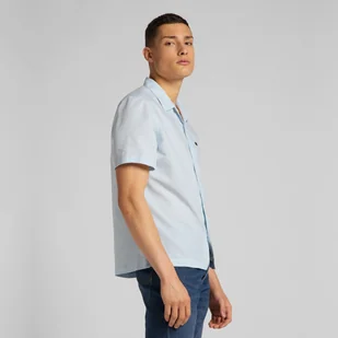 Męska Koszula Materiałowa Lee Ss Resort Shirt Skyway Blue L67Pkwql-M - Koszule męskie - miniaturka - grafika 1