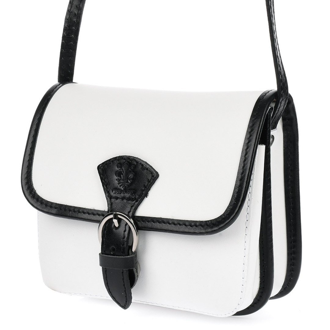 Biała skórzana listonoszka damska mała elegancka wizytowa Beltimore K66 biały