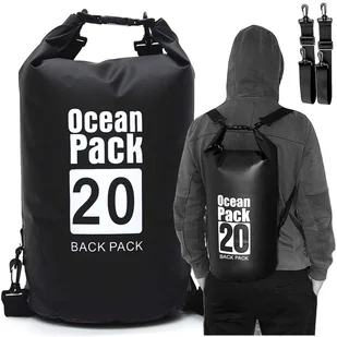 Worek wodoszczelny wodoodporny 20L Pokrowiec Torba na kajak żagle PVC do sportu Czarny - Etui i futerały do telefonów - miniaturka - grafika 14