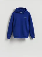 Bluzy męskie - Reserved - Gładka bluza z kapturem - niebieski - miniaturka - grafika 1