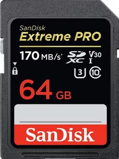 SanDisk Extreme Pro SDXC 64GB 170MB/s, klasa 10 UHS-I U3 V30 - Karty pamięci - miniaturka - grafika 1
