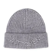 Czapki damskie - Czapka zimowa z haftowanym logo szara - miniaturka - grafika 1