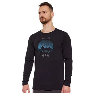 Męska koszulka z długim rękawem Brubeck Outdoor Wool Pro LS czarny - M - Koszulki sportowe męskie - miniaturka - grafika 1