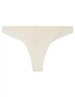 Majtki damskie - Women'secret Stringi Mikrofibra Koronka Beżowy, kość słoni, L - miniaturka - grafika 1
