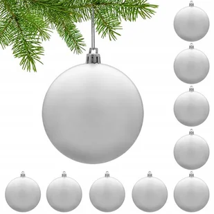 10szt Zestaw Bombki Choinkowe Na Prezent Choinkę Duże 10szt Srebne 8cm - Bombki 10szt Zestaw Bombki Choinkowe Na Prezent Choinkę Duże 10szt Srebne 8cm - Bombki - miniaturka - grafika 1