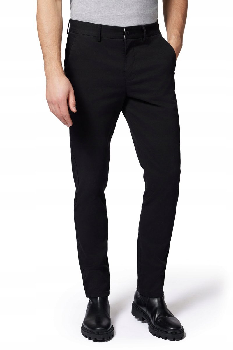 Spodnie Chino Męskie Bawełniane Czarne Slim Fit Próchnik PM2 W29/L30