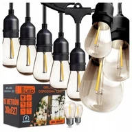 Girlandy - Girlanda Ogrodowa Świetlna 15M 15X Żarówka Led E27 przewód Wodoszczelna - miniaturka - grafika 1