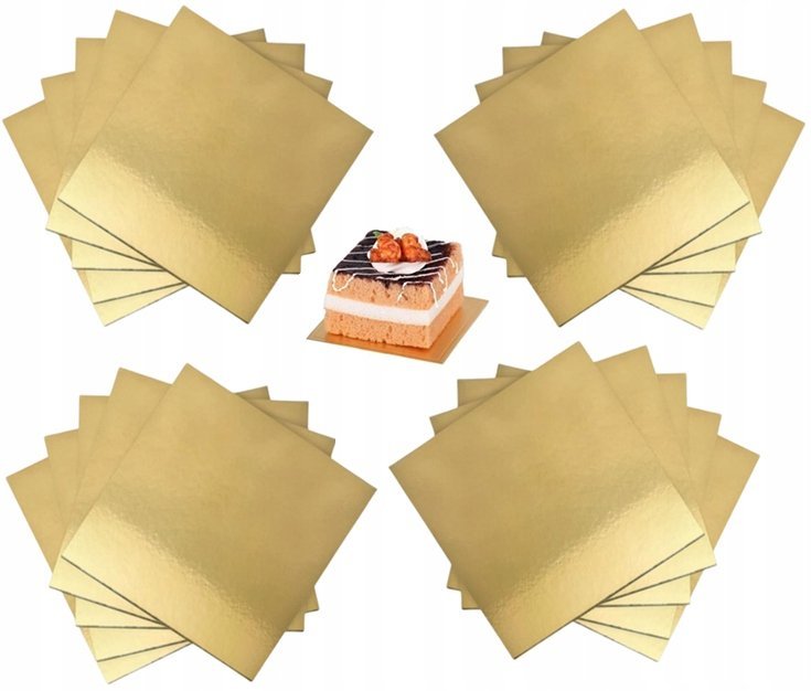 Podkład pod tort złoty kwadratowy podkładka monoporcje bankietówka 7cm