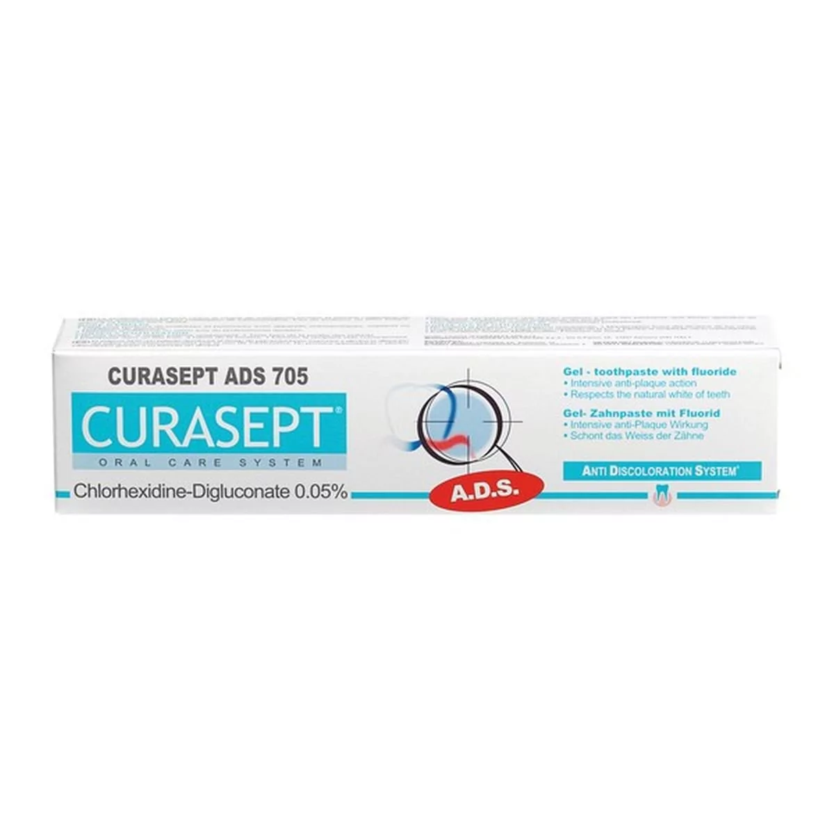 CURASEPT CURASEPT ADS 705 - Pasta do zębów w żelu z chlorheksydyną 0.05% i dodatkiem fluoru 75ml