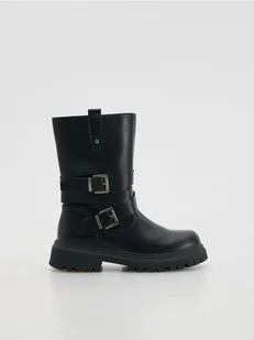 Reserved - Botki z imitacji skóry - czarny - Buty dla dziewczynek - miniaturka - grafika 1