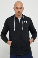 Bluzy męskie - Under Armour bluza męska kolor czarny z kapturem gładka - miniaturka - grafika 1