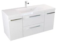Szafki łazienkowe - Szafka Wisząca Z Umywalką ATH 100 cm D - Biały Mat - Uchwyty Chromowane - miniaturka - grafika 1