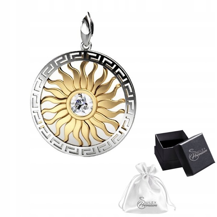 Zawieszka srebrna pr. 925 Elegancki Wisiorek złote GRECKIE SŁOŃCE