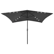 Parasole ogrodowe - vidaXL Parasol z lampkami LED, na stalowym słupku, antracyt, 2x3 m 313788 - miniaturka - grafika 1