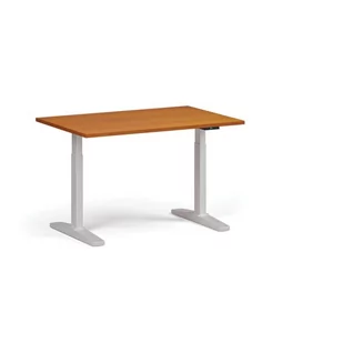 Stół z regulacją wysokości, elektryczny, 675-1325 mm, blat 1200x800 mm, podstawa biała, czereśnia - Stoły i stoliki do biura - miniaturka - grafika 1