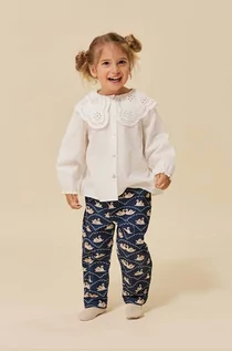 Spodnie i spodenki dla dziewczynek - Konges Sløjd legginsy bawełniane dziecięce kolor granatowy wzorzyste - grafika 1
