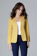 Marynarki i żakiety damskie - Żółty Elegancki Prosty Żakiet bez Zapięcia - miniaturka - grafika 1