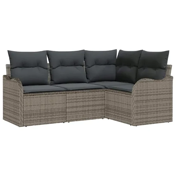 Zestaw Sof Ogrodowych z Rattanu, Szary, 3-elementowy, 60 cm Głębokość S