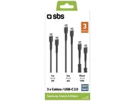 Kable - SBS Kabel SBS 3x USB-C USB-C Czarny - miniaturka - grafika 1