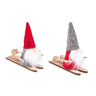 Figurka drewniana Skrzat na nartach, 12x7x12 cm - Ozdoby bożonarodzeniowe - miniaturka - grafika 1