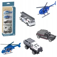 Samoloty i helikoptery - Zestaw pojazdów policyjnych resoraki autka 3 wozy i 2 helikoptery 6134P - miniaturka - grafika 1