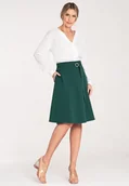 Spódnice - Spódnica midi z paskiem i z klamrą - spódnica zielona M1074 rozmiar L - miniaturka - grafika 1