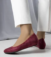 Mokasyny damskie - Bordowe balerinki na krytej koturnie Julie-36 - miniaturka - grafika 1