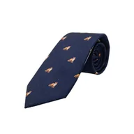Krawaty i muchy męskie - Krawat granatowy z lisami - miniaturka - grafika 1