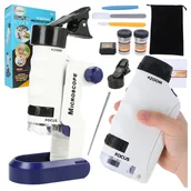 Mikroskopy i lupy - PRZENOŚNY MIKROSKOP DLA DZIECI 60X 120X ZABAWKA EDUKACYJNA LABORATORIUM - miniaturka - grafika 1