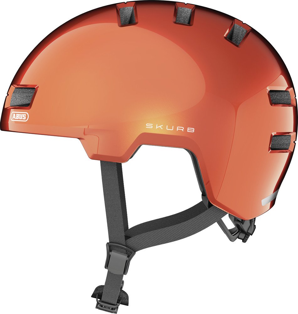 Kask miejski ABUS Skurb - solidny kask rowerowy do codziennego użytku, jazdy na rolkach, BMX lub longboardzie - pomarańczowy, rozmiar S