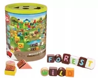 Klocki - ELEFUN Edukacyjne klocki drewniane w tubie LITERY Z PIECZĄTKAMI 130 el. - miniaturka - grafika 1