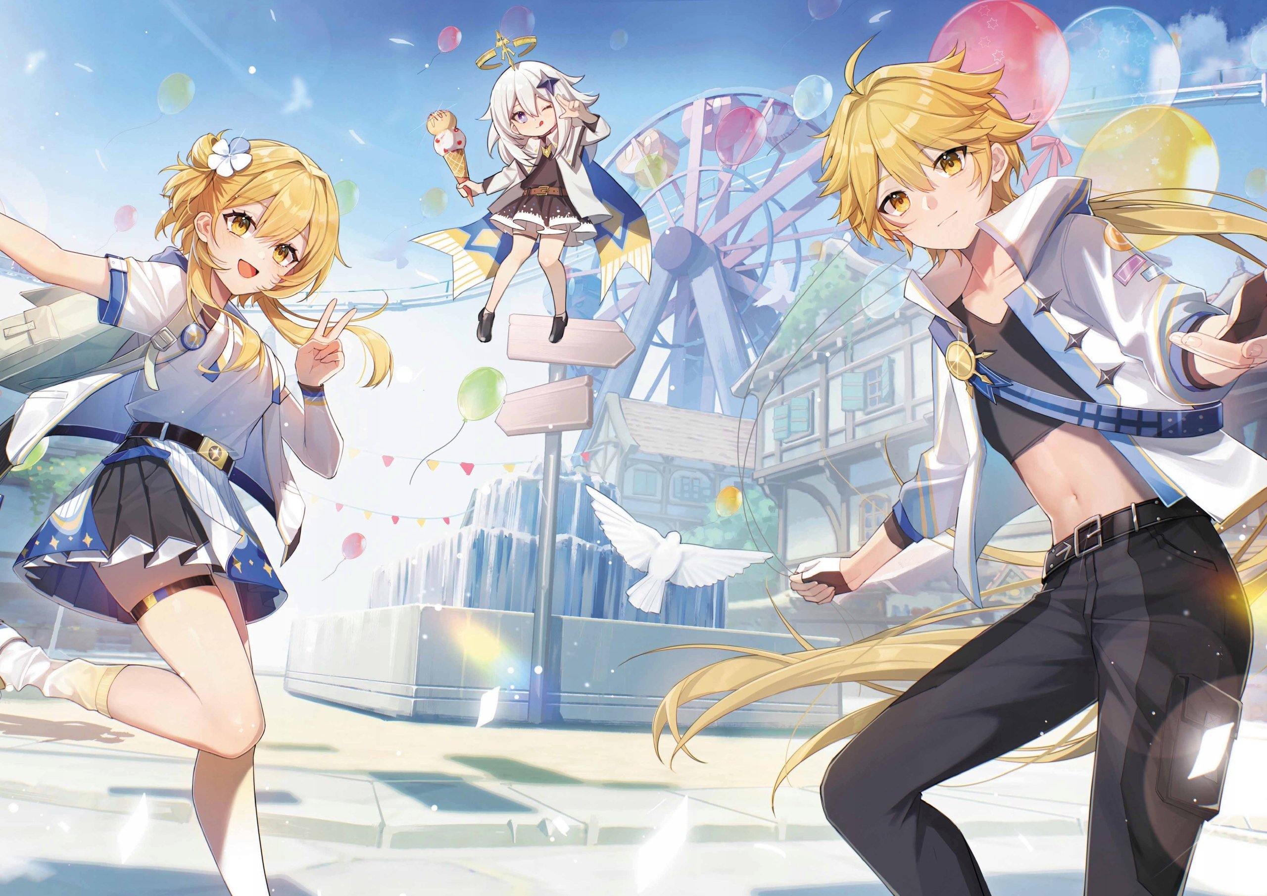 Plakat A1 Genshin Impact Gra Lumine Aether Paimon