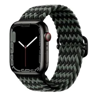 opaska pasek bransoleta NYLON LOOP APPLE Watch 1/2/3/4/5/6/7/8/9/10/Ultra 1/2/SE 42/44/45/46/49mm czarno zielona - Akcesoria do smartwatchy - miniaturka - grafika 1