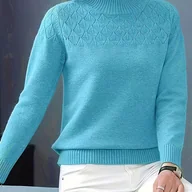 Bluzy damskie - TEMU Sweter Damski Plus Size z Wiskozy – Miękka Bluza z Okrągłym Dekoltem, Jednokolorowy Top na Każdą Porę Roku, Do Prania Ręcznego/Czyszczenia - miniaturka - grafika 1