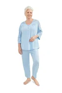 Piżamy damskie - PIŻAMA DAMSKA 2XL KRÓTKI RĘKAW 3/4 BAWEŁNA ELEGANCKA DWUCZĘŚCIOWA NIEBIESKA - miniaturka - grafika 1