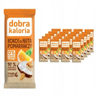 Dobra Kaloria baton kokos pomarańcza bez cukru fit błonnik daktyle 20szt - Batoniki - miniaturka - grafika 1
