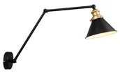 Lampy ścienne - FUNDO LAMPA KINKIET CZARNY+ZŁOTY 1X40 E27 KLOSZ CZARNY - miniaturka - grafika 1