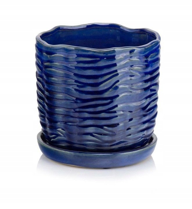 POLNIX Doniczka ceramika podstawka donica ogrodowa blue