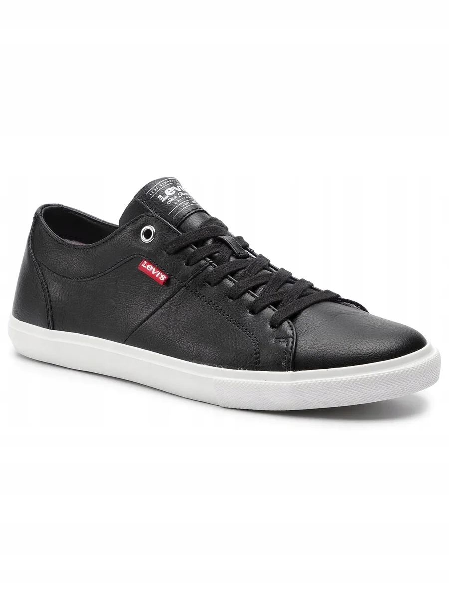 LEVIS CZARNE MĘSKIE TRAMPKI Z BIAŁĄ PODESZWĄ EKOSKÓRA 43 26LA
