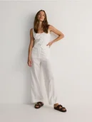 Spodnie damskie - Reserved - Luźne spodnie z lnem - biały - miniaturka - grafika 1