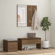 Ławki do przedpokoju - Lumarko Zestaw mebli do przedpokoju, brązowy dąb - miniaturka - grafika 1