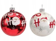 Bombki - Bombka choinkowa szklana 8 cm czerwona biała połyskująca 1 szt. - miniaturka - grafika 1
